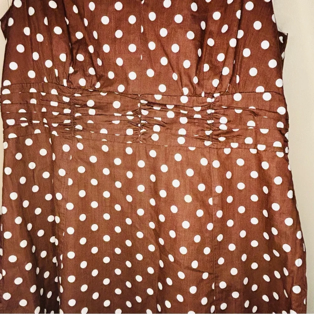 Boden Preppy Brown & White Polka Dot Dress - Picture 5 of 6